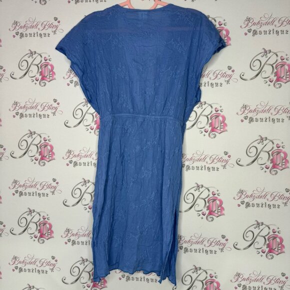Water water everywhere dress coverup beach floral blue embroidered flowers 💐 - Picture 2 of 8